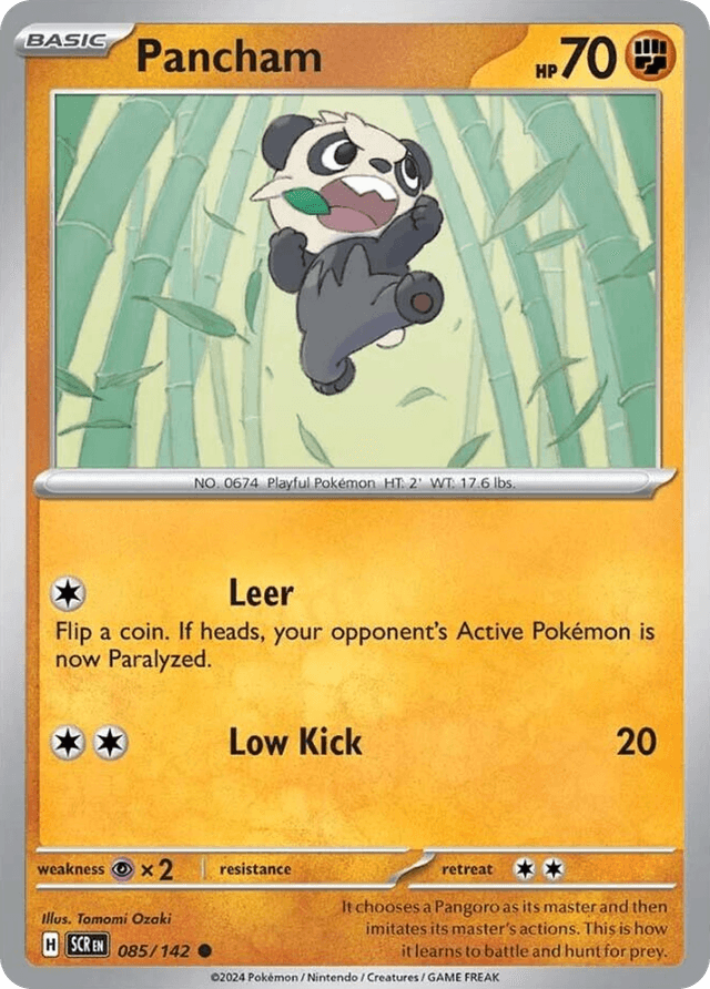 Carta Pancham 85/142 do set Stellar Crown — Pokémon TCG | Bynx