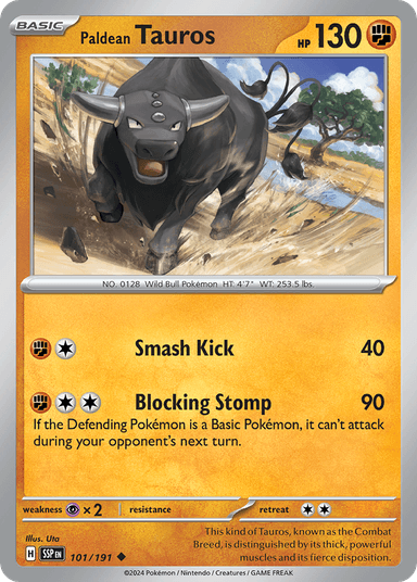 Carta Paldean Tauros 101/191 do set Surging Sparks — Pokémon TCG | Bynx