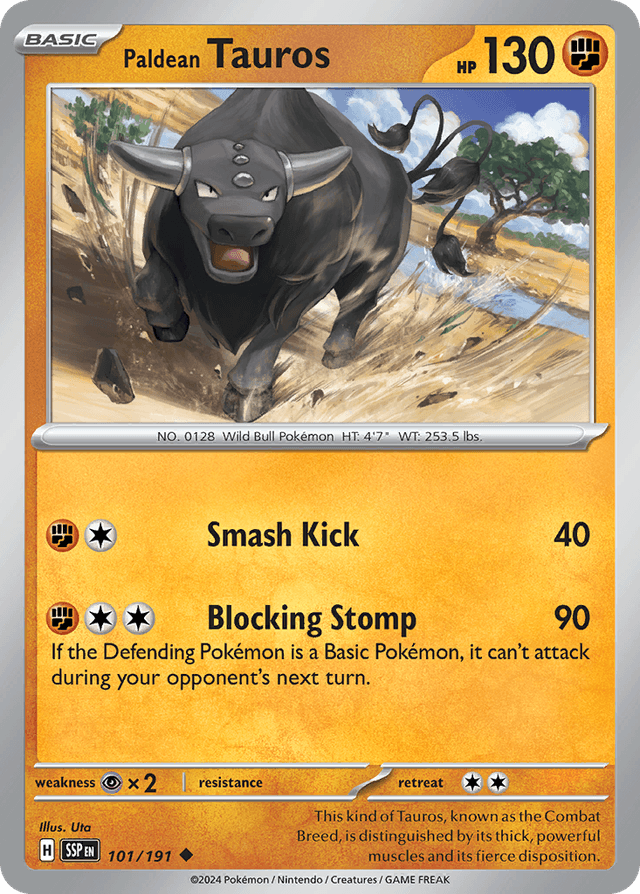 Carta Paldean Tauros 101/191 do set Surging Sparks — Pokémon TCG | Bynx