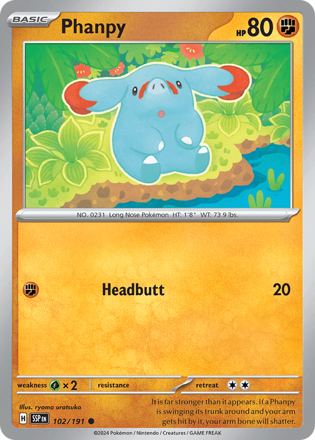 Carta Phanpy 102/191 do set Surging Sparks — Pokémon TCG | Bynx