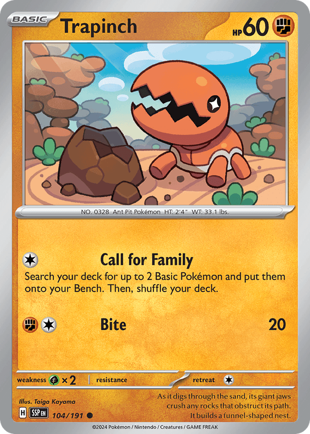 Carta Trapinch 104/191 do set Surging Sparks — Pokémon TCG | Bynx