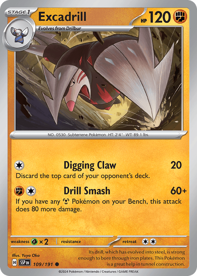 Carta Excadrill 109/191 do set Surging Sparks — Pokémon TCG | Bynx
