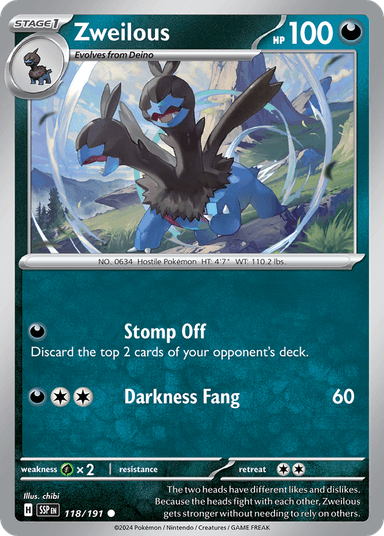 Carta Zweilous 118/191 do set Surging Sparks — Pokémon TCG | Bynx