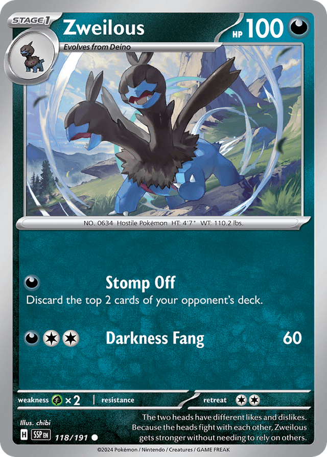 Carta Zweilous 118/191 do set Surging Sparks — Pokémon TCG | Bynx