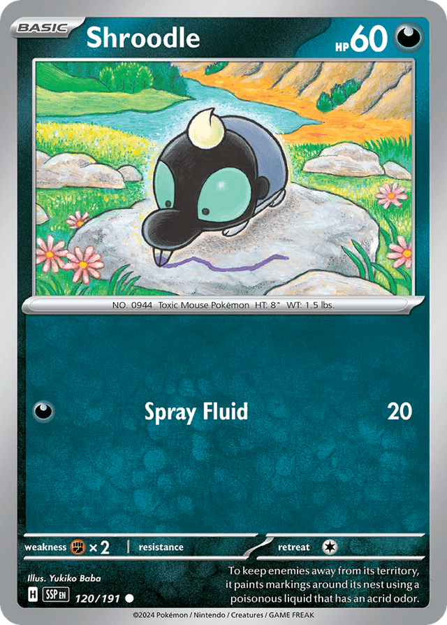 Carta Shroodle 120/191 do set Surging Sparks — Pokémon TCG | Bynx
