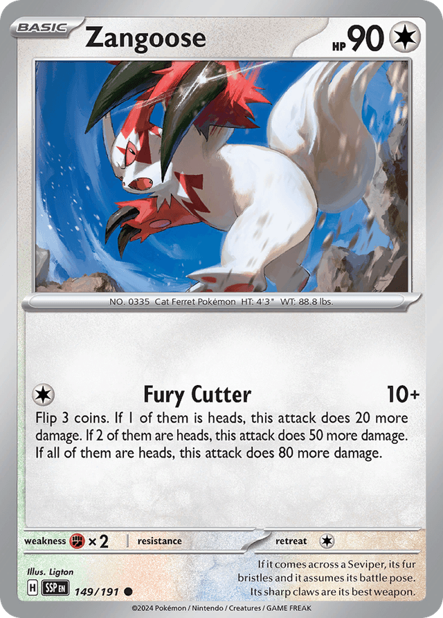 Carta Zangoose 149/191 do set Surging Sparks — Pokémon TCG | Bynx
