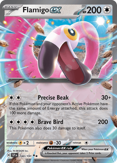 Carta Flamigo ex 160/191 do set Surging Sparks — Pokémon TCG | Bynx