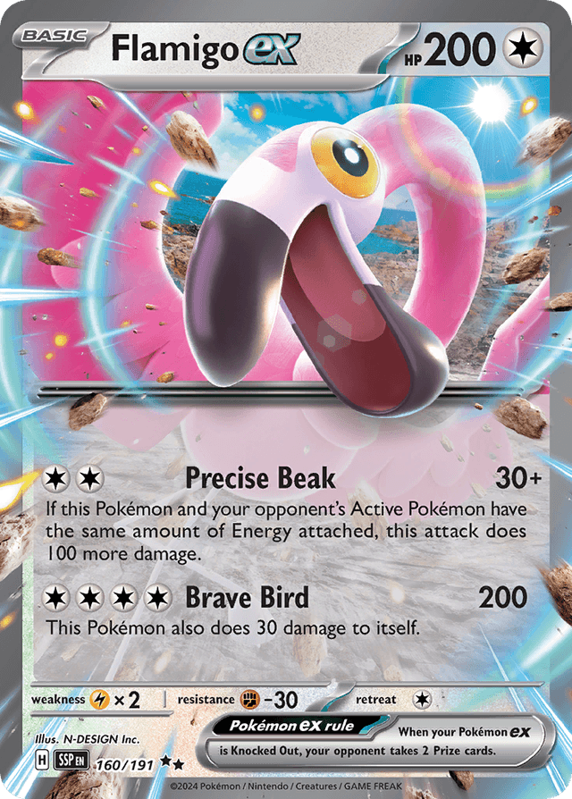 Carta Flamigo ex 160/191 do set Surging Sparks — Pokémon TCG | Bynx