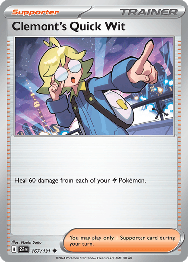 Carta Clemont's Quick Wit 167/191 do set Surging Sparks — Pokémon TCG | Bynx