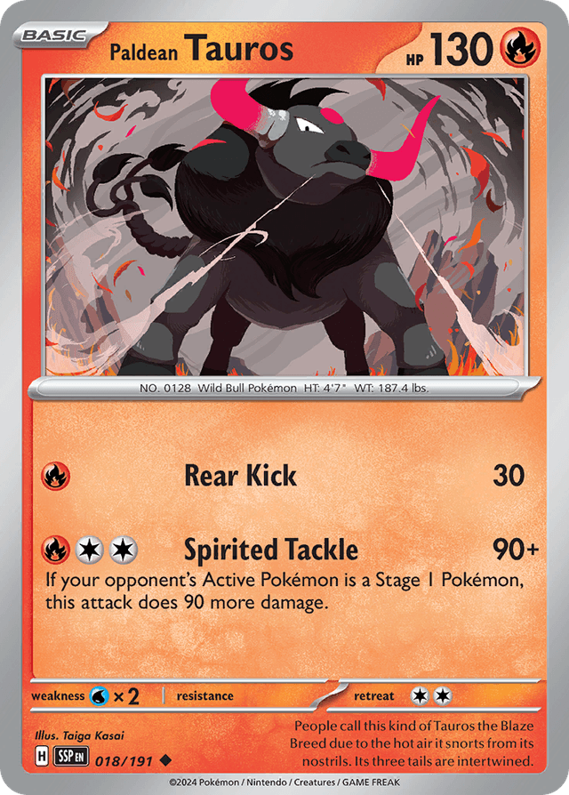 Carta Paldean Tauros 18/191 do set Surging Sparks — Pokémon TCG | Bynx