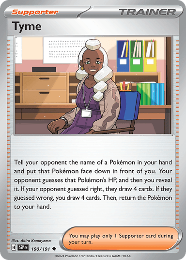 Carta Tyme 190/191 do set Surging Sparks — Pokémon TCG | Bynx
