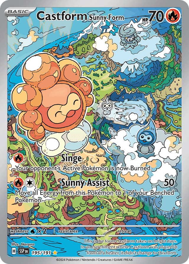 Carta Castform Sunny Form 195/191 do set Surging Sparks — Pokémon TCG | Bynx