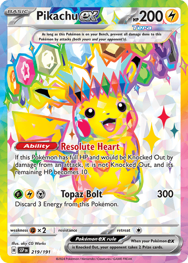 Carta Pikachu ex 219/191 do set Surging Sparks — Pokémon TCG | Bynx