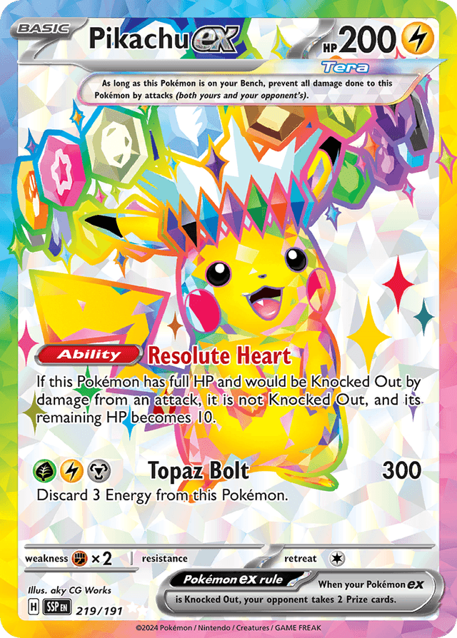 Carta Pikachu ex 219/191 do set Surging Sparks — Pokémon TCG | Bynx