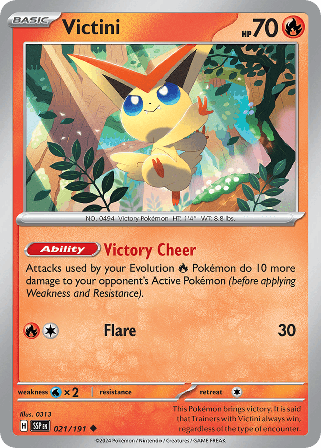 Carta Victini 21/191 do set Surging Sparks — Pokémon TCG | Bynx