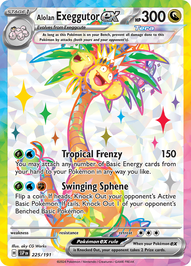 Carta Alolan Exeggutor ex 225/191 do set Surging Sparks — Pokémon TCG | Bynx