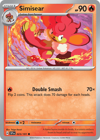 Carta Simisear 23/191 do set Surging Sparks — Pokémon TCG | Bynx
