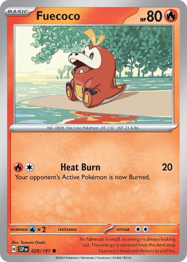 Carta Fuecoco 29/191 do set Surging Sparks — Pokémon TCG | Bynx