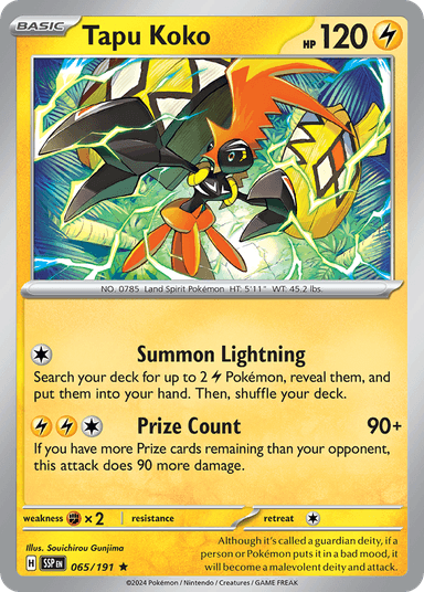 Carta Tapu Koko 65/191 do set Surging Sparks — Pokémon TCG | Bynx