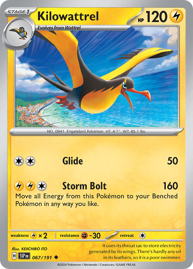 Carta Kilowattrel 67/191 do set Surging Sparks — Pokémon TCG | Bynx