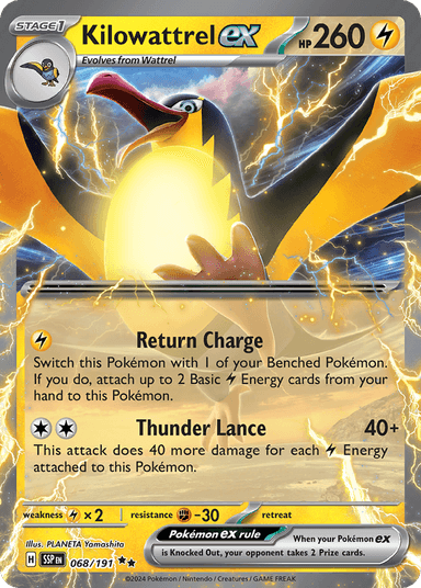 Carta Kilowattrel ex 68/191 do set Surging Sparks — Pokémon TCG | Bynx