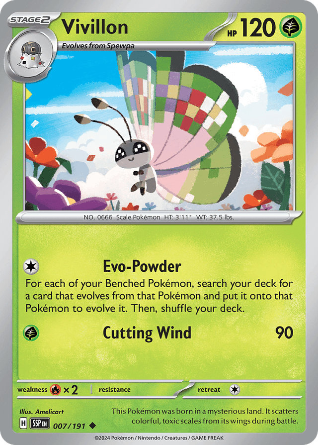 Carta Vivillon 7/191 do set Surging Sparks — Pokémon TCG | Bynx