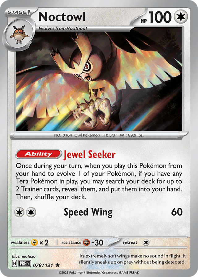 Carta Noctowl 78/131 do set Prismatic Evolutions — Pokémon TCG | Bynx