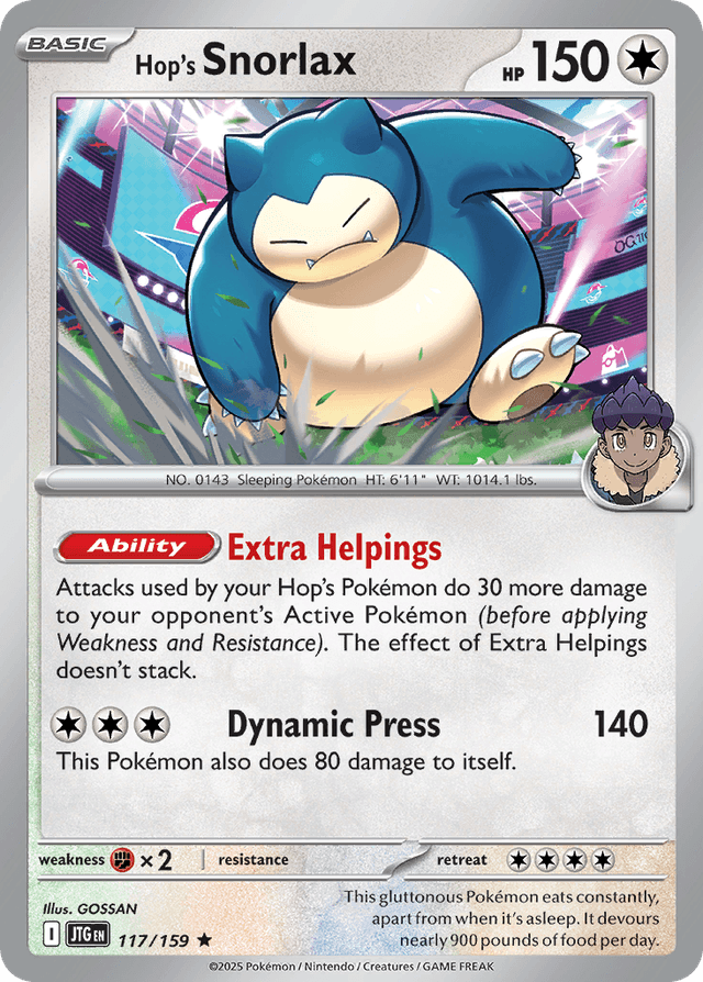 Carta Hop's Snorlax 117/159 do set Journey Together — Pokémon TCG | Bynx