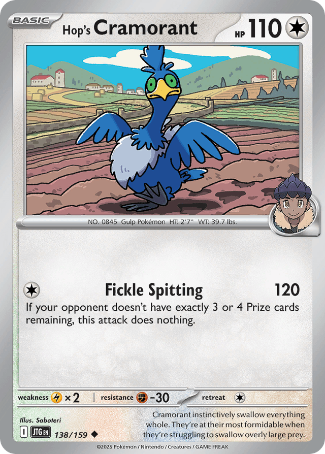 Carta Hop's Cramorant 138/159 do set Journey Together — Pokémon TCG | Bynx