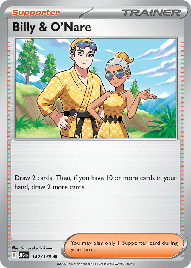 Carta Billy & O'Nare 142/159 do set Journey Together — Pokémon TCG | Bynx