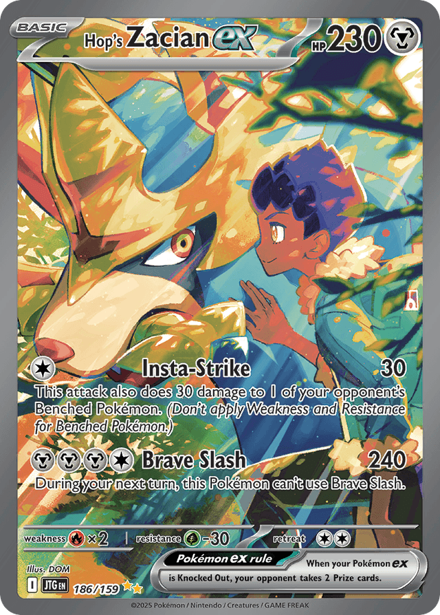 Carta Hop's Zacian ex 186/159 do set Journey Together — Pokémon TCG | Bynx