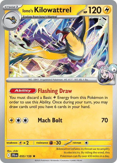 Carta Iono's Kilowattrel 55/159 do set Journey Together — Pokémon TCG | Bynx