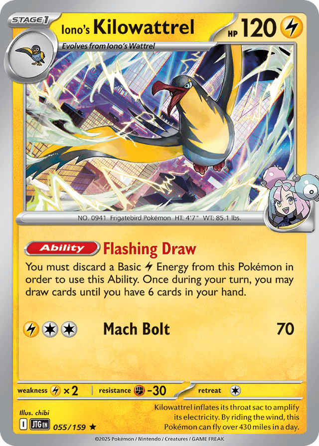Carta Iono's Kilowattrel 55/159 do set Journey Together — Pokémon TCG | Bynx