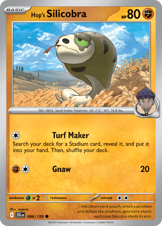 Carta Hop's Silicobra 86/159 do set Journey Together — Pokémon TCG | Bynx