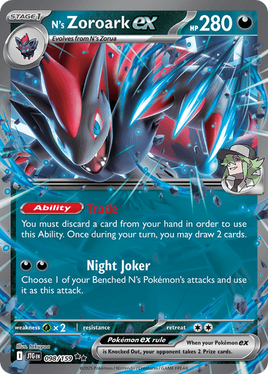 Carta N's Zoroark ex 98/159 do set Journey Together — Pokémon TCG | Bynx