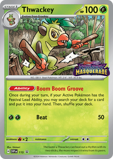 Carta Thwackey 115/215 do set Scarlet & Violet Black Star Promos — Pokémon TCG | Bynx