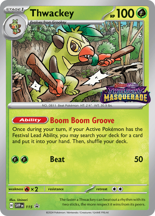 Carta Thwackey 115/215 do set Scarlet & Violet Black Star Promos — Pokémon TCG | Bynx
