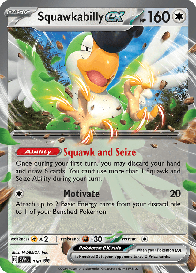 Carta Squawkabilly ex 160/215 do set Scarlet & Violet Black Star Promos — Pokémon TCG | Bynx