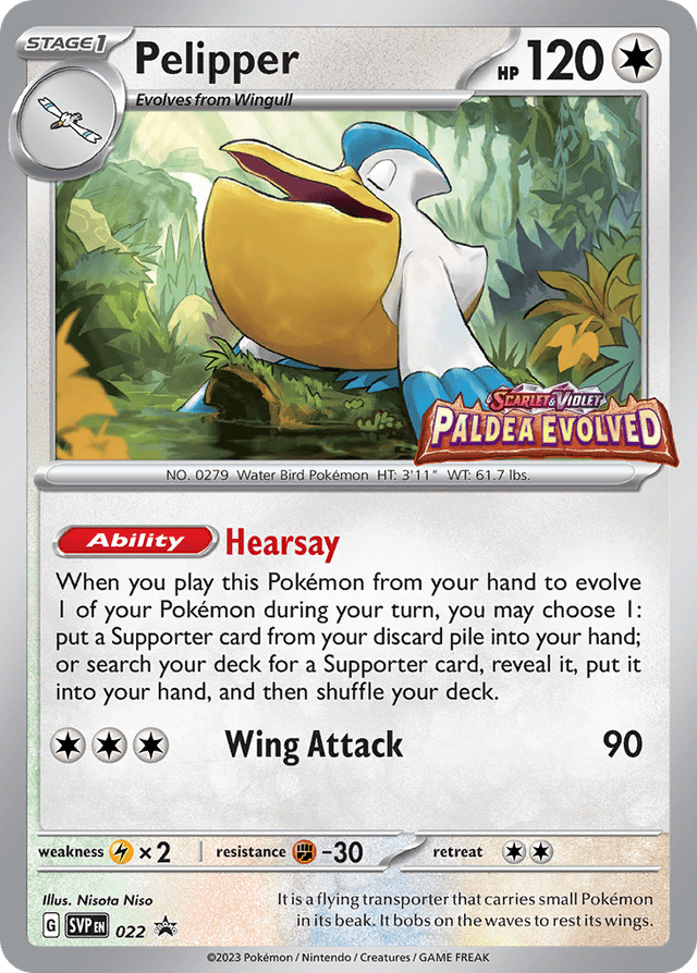 Carta Pelipper 22/215 do set Scarlet & Violet Black Star Promos — Pokémon TCG | Bynx