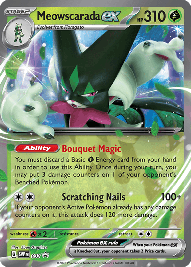 Carta Meowscarada ex 33/215 do set Scarlet & Violet Black Star Promos — Pokémon TCG | Bynx
