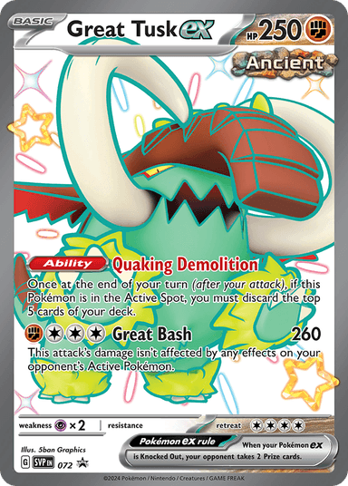 Carta Great Tusk ex 72/215 do set Scarlet & Violet Black Star Promos — Pokémon TCG | Bynx