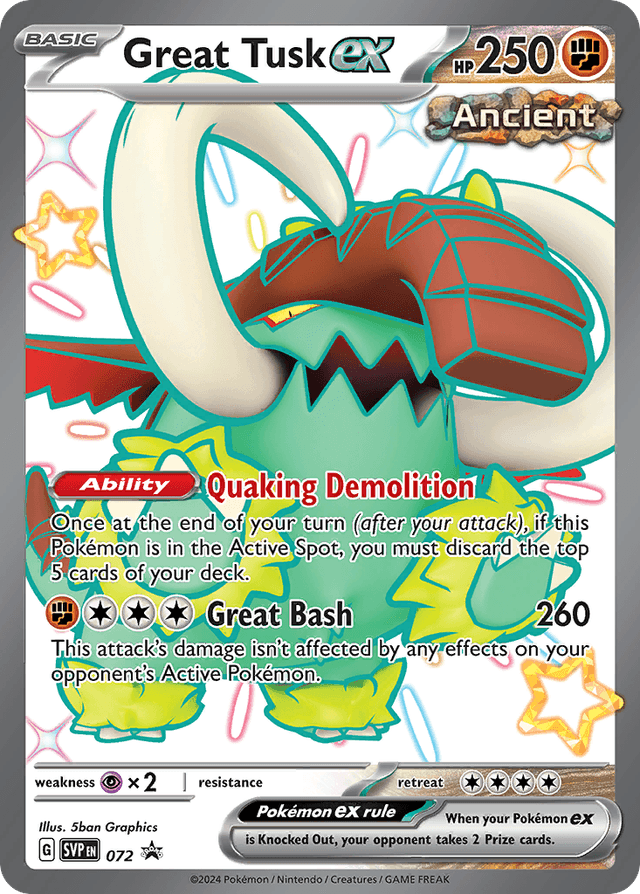 Carta Great Tusk ex 72/215 do set Scarlet & Violet Black Star Promos — Pokémon TCG | Bynx