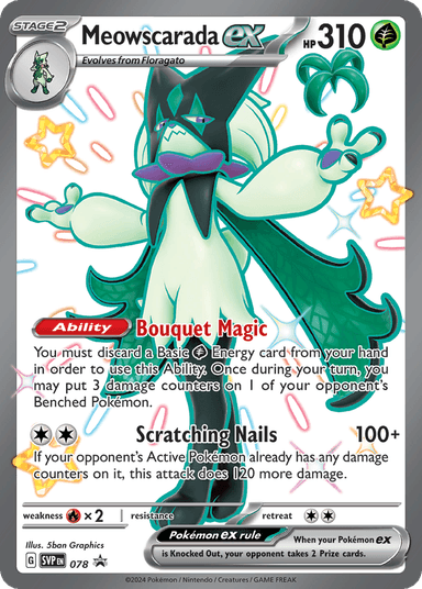 Carta Meowscarada ex 78/215 do set Scarlet & Violet Black Star Promos — Pokémon TCG | Bynx