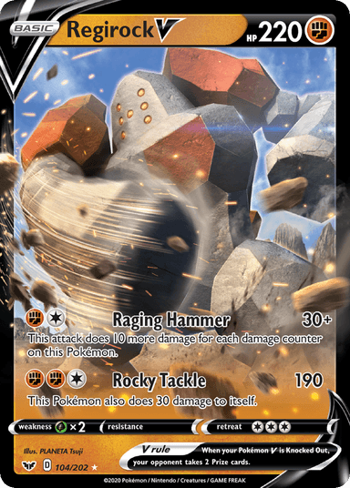 Carta Regirock V 104/202 do set Sword & Shield — Pokémon TCG | Bynx
