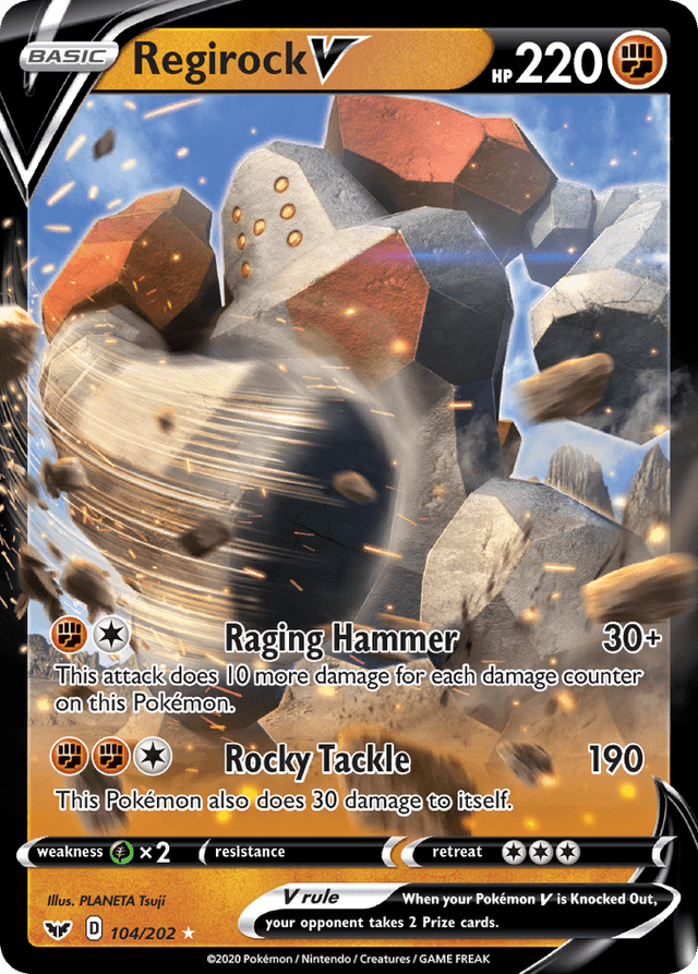 Carta Regirock V 104/202 do set Sword & Shield — Pokémon TCG | Bynx