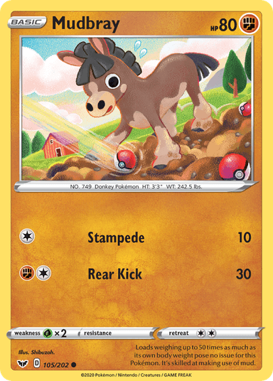 Carta Mudbray 105/202 do set Sword & Shield — Pokémon TCG | Bynx