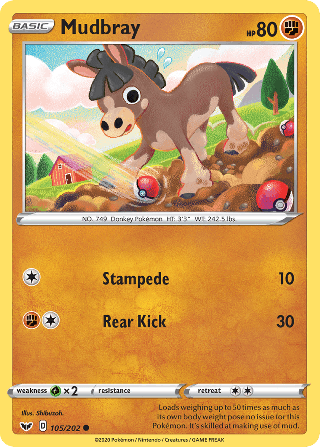 Carta Mudbray 105/202 do set Sword & Shield — Pokémon TCG | Bynx