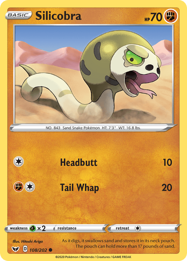 Carta Silicobra 108/202 do set Sword & Shield — Pokémon TCG | Bynx