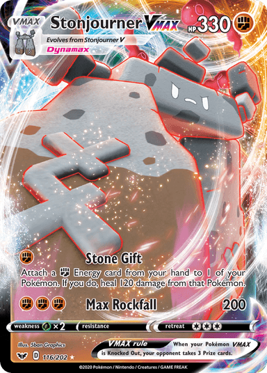 Carta Stonjourner VMAX 116/202 do set Sword & Shield — Pokémon TCG | Bynx