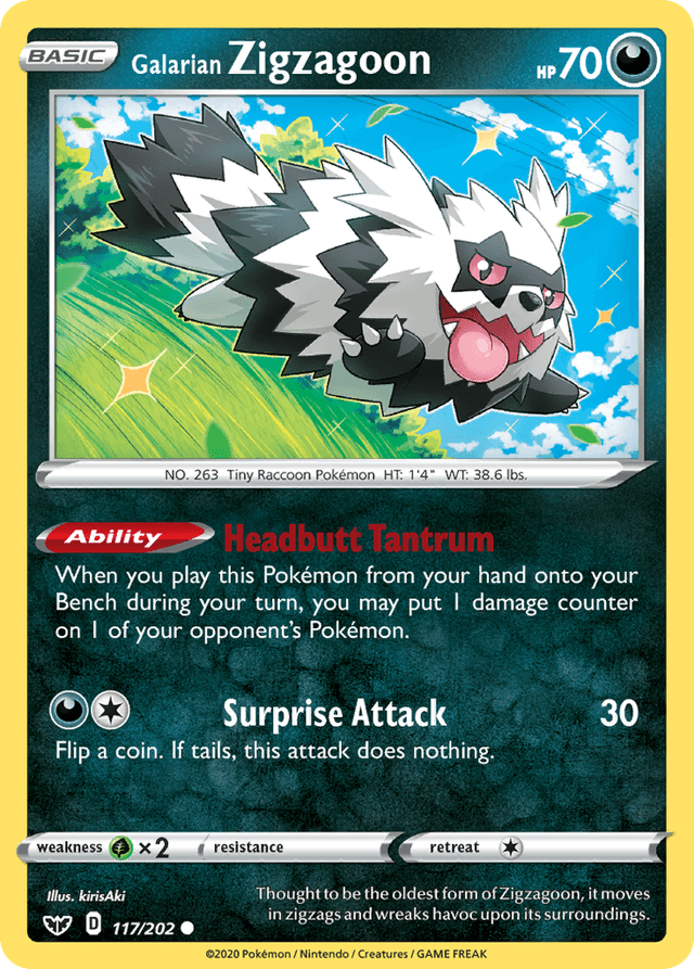 Carta Galarian Zigzagoon 117/202 do set Sword & Shield — Pokémon TCG | Bynx